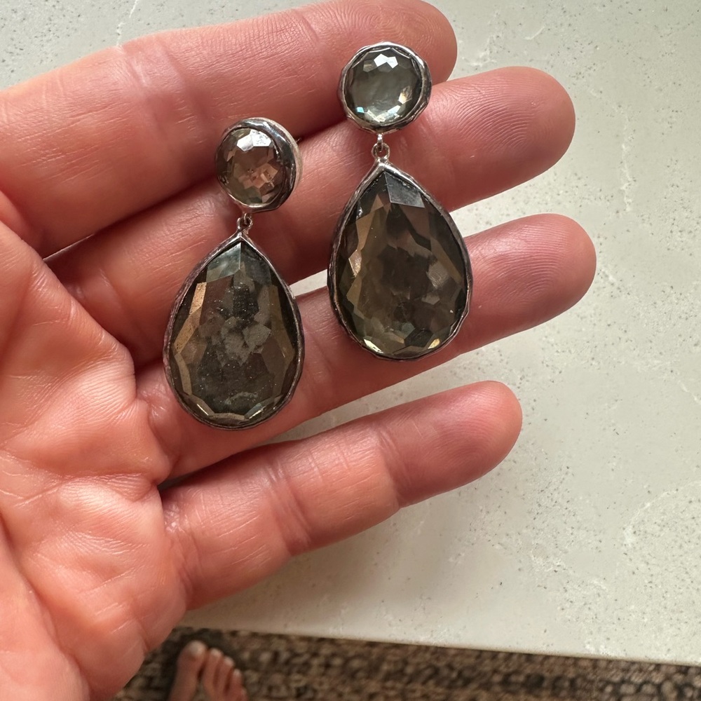 Ippolita Sterling Silver 925 Wonderland Teardrop Snowman Post Earrings in Pyrite